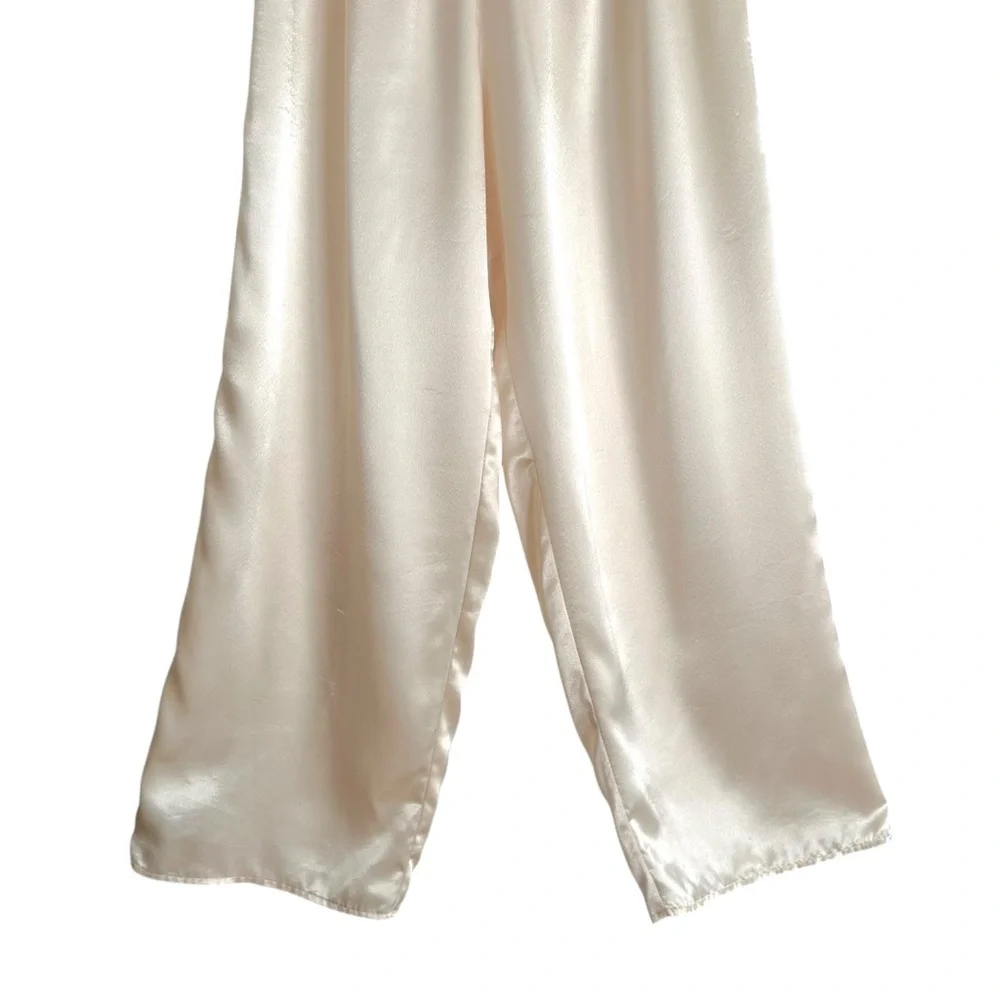 VICTORIA’S SECRET‎ Gold Label Champagne Satin Lounge Pants Wide Leg Hostess M